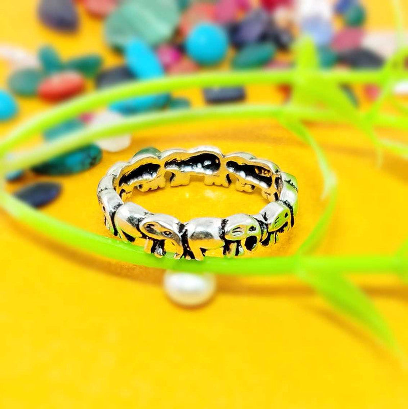 JSAJ ELEPHANT BAND RING IN 925 STERLING SILVER
