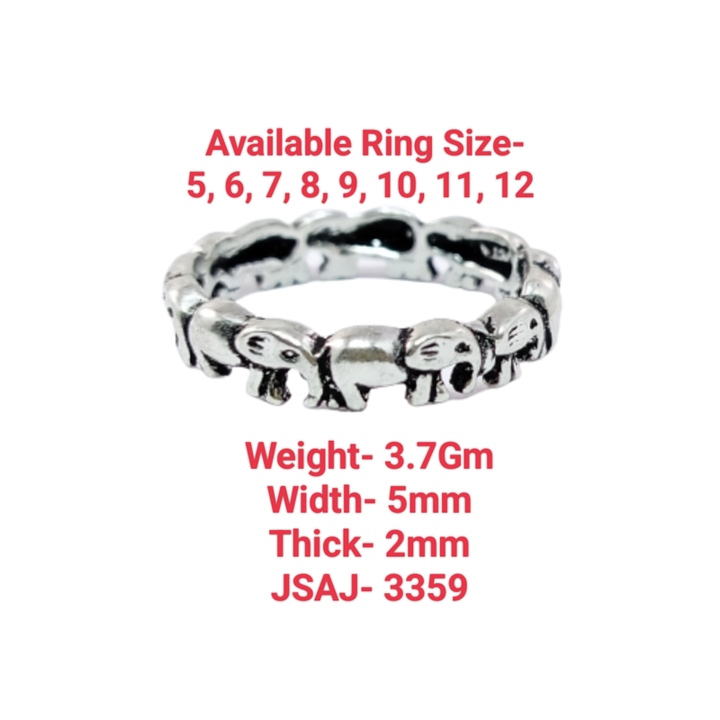 JSAJ ELEPHANT BAND RING IN 925 STERLING SILVER