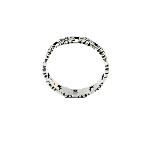 JSAJ FLOWER BAND RING WITH ZALI WORK IN 925 STERLING SILVER