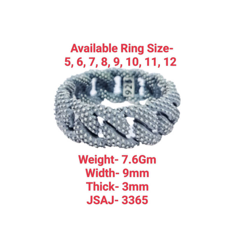 JSAJ CURB DESIGN BAND RING IN 925 STERLING SILVER