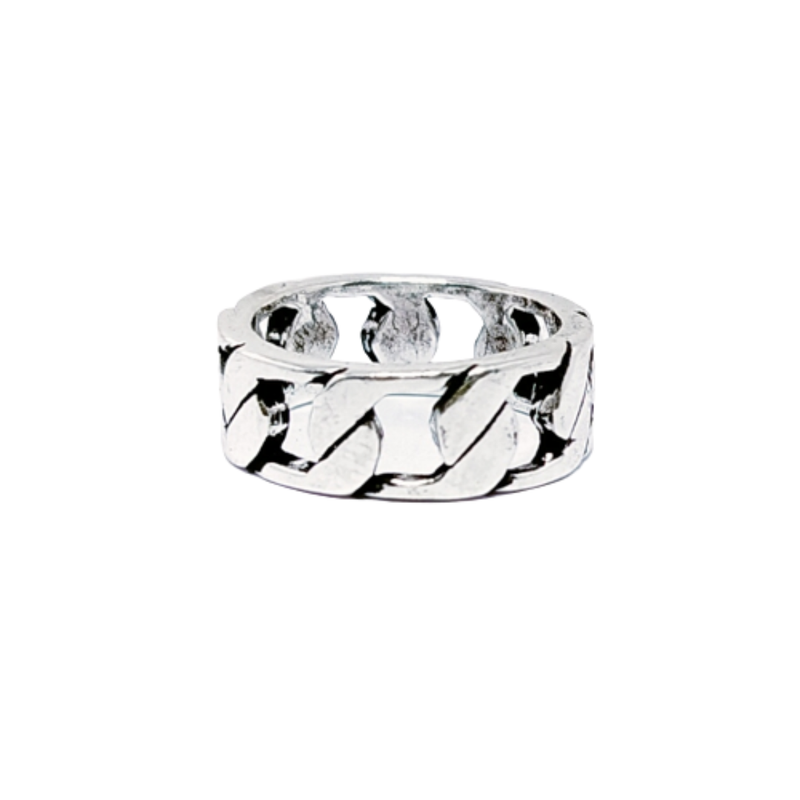 JSAJ CURB PLAIN DESIGN BAND RING IN 925 STERLING SILVER