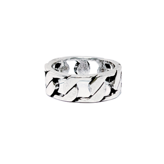 JSAJ CURB PLAIN DESIGN BAND RING IN 925 STERLING SILVER