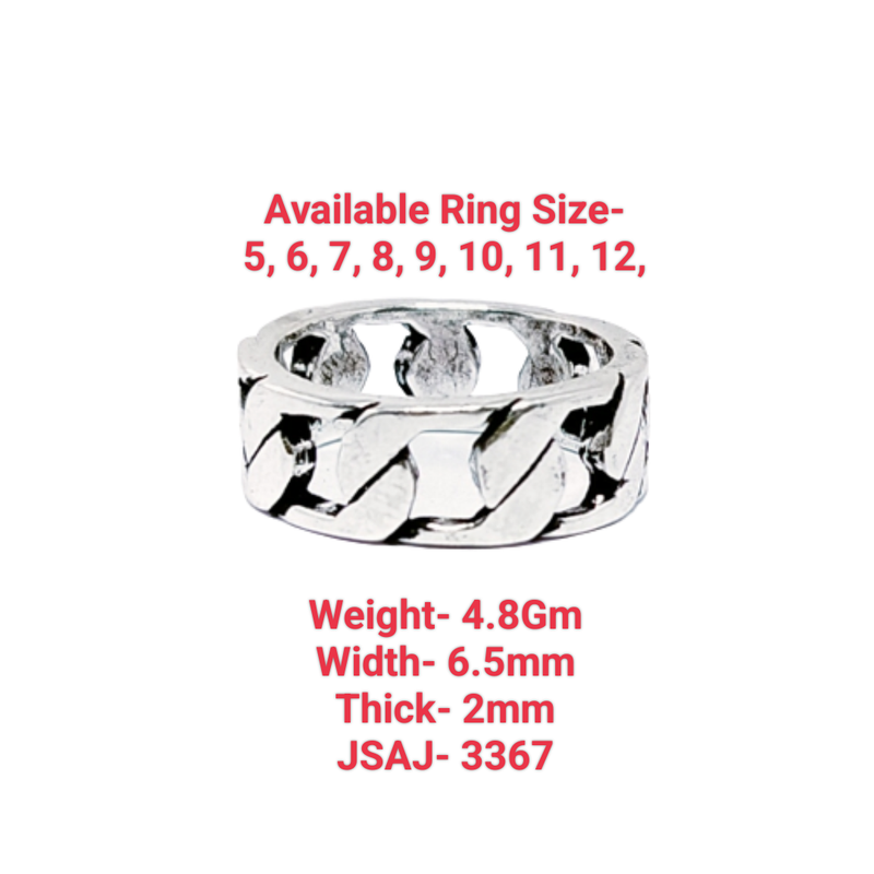 JSAJ CURB PLAIN DESIGN BAND RING IN 925 STERLING SILVER