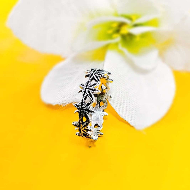 JSAJ LEAF BAND RING IN 925 STERLING SILVER