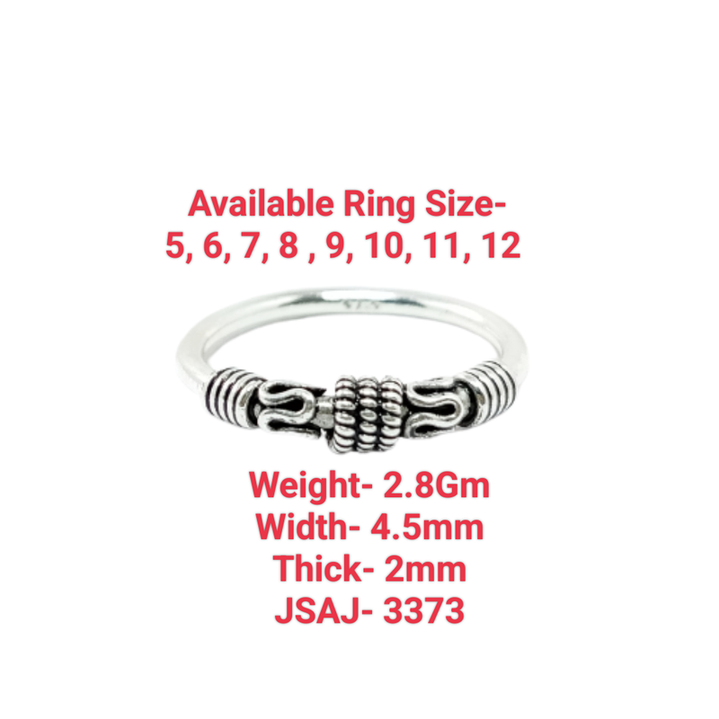 JSAJ THIN PIPE BAND RING IN 925 STERLING SILVER