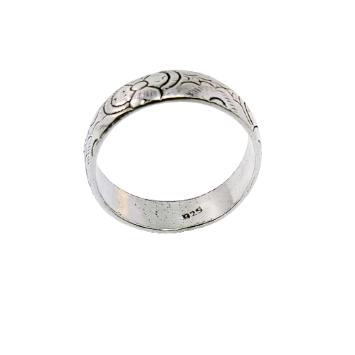 JSAJ BAND RING WITH CARVING WORK IN 925 STERLING SILVER