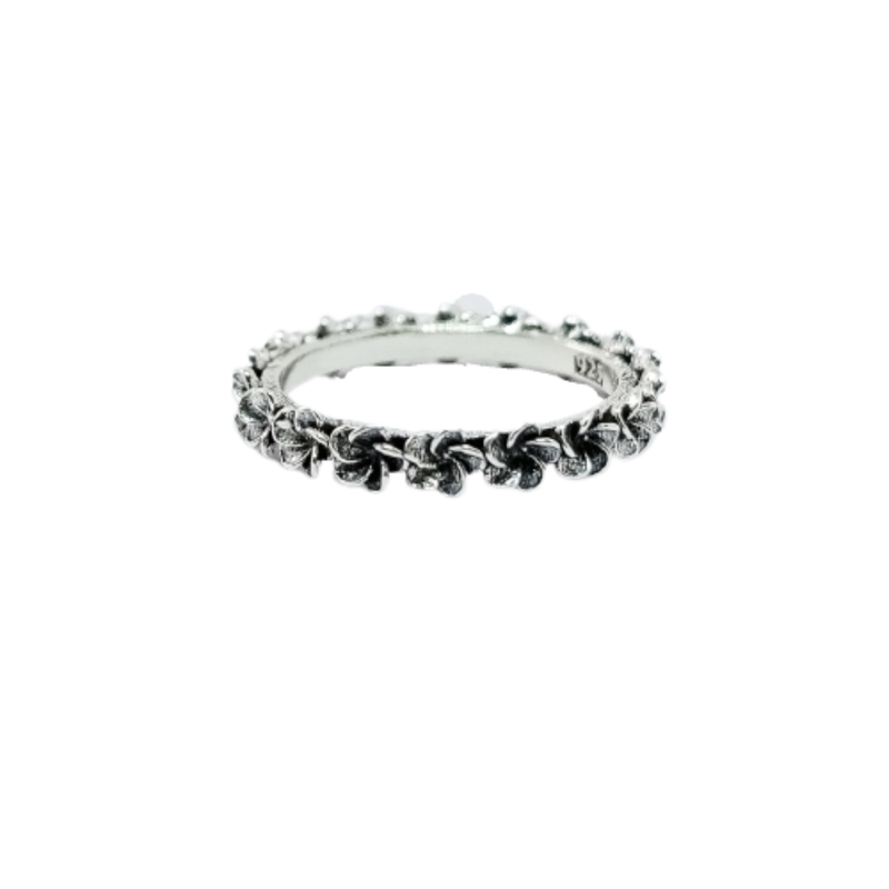 JSAJ THIN BAND FLOWER RING IN 925 STERLING SILVER