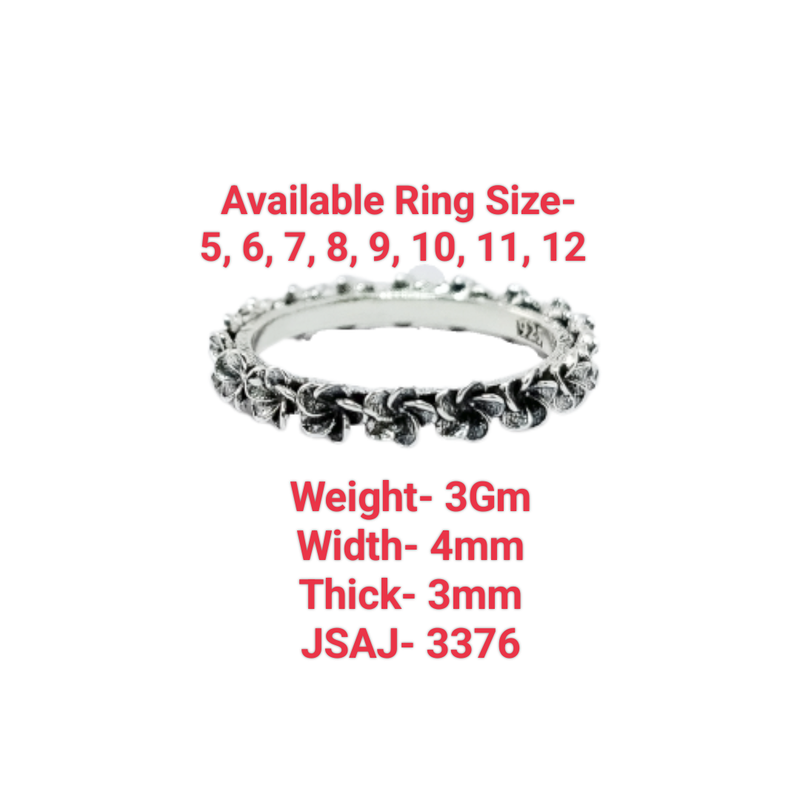 JSAJ THIN BAND FLOWER RING IN 925 STERLING SILVER