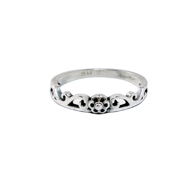JSAJ THIN ZALI BAND RING WITH LEAF AND FLOWER