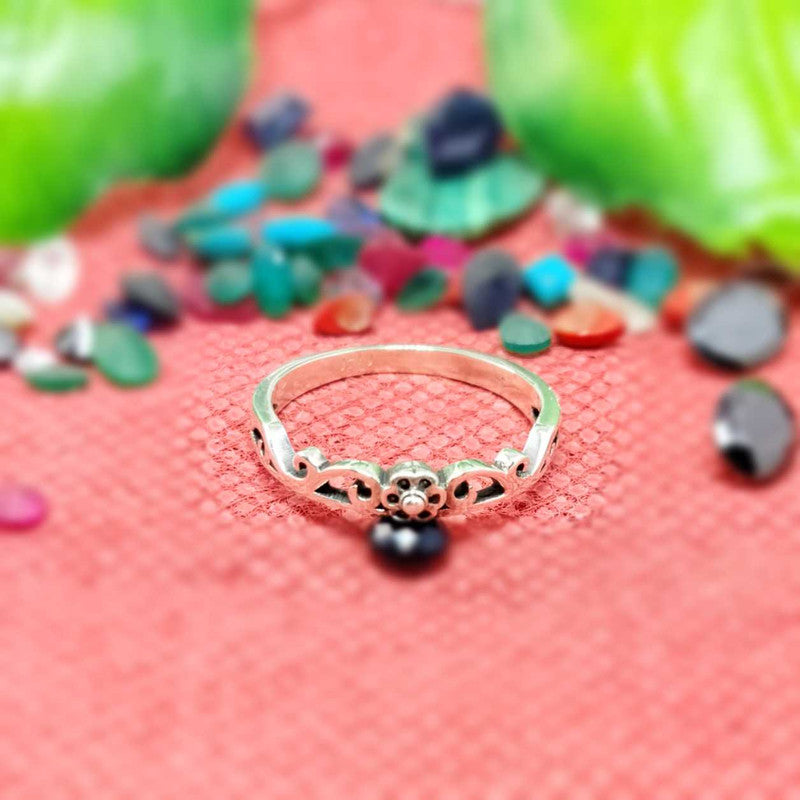 JSAJ THIN ZALI BAND RING WITH LEAF AND FLOWER