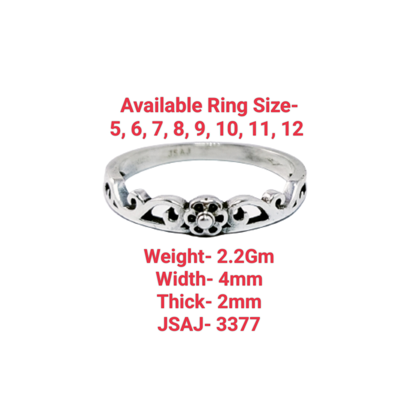 JSAJ THIN ZALI BAND RING WITH LEAF AND FLOWER