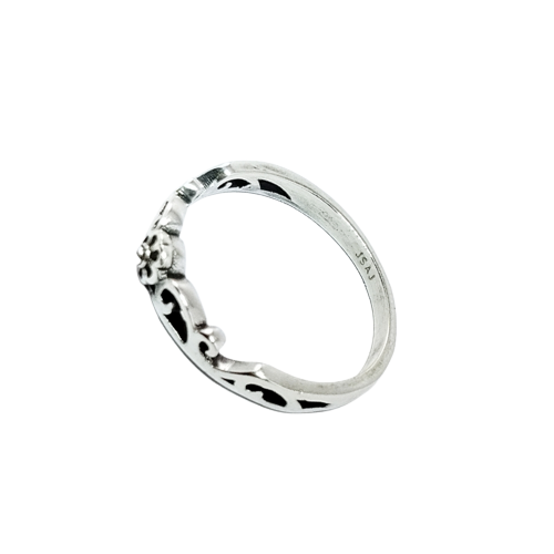 JSAJ THIN ZALI BAND RING WITH LEAF AND FLOWER