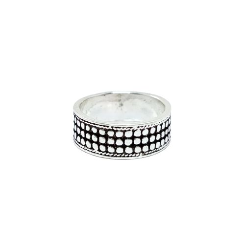 JSAJ 3 LINE BAND RING WITH BALLS IN 925 STERLING SILVER
