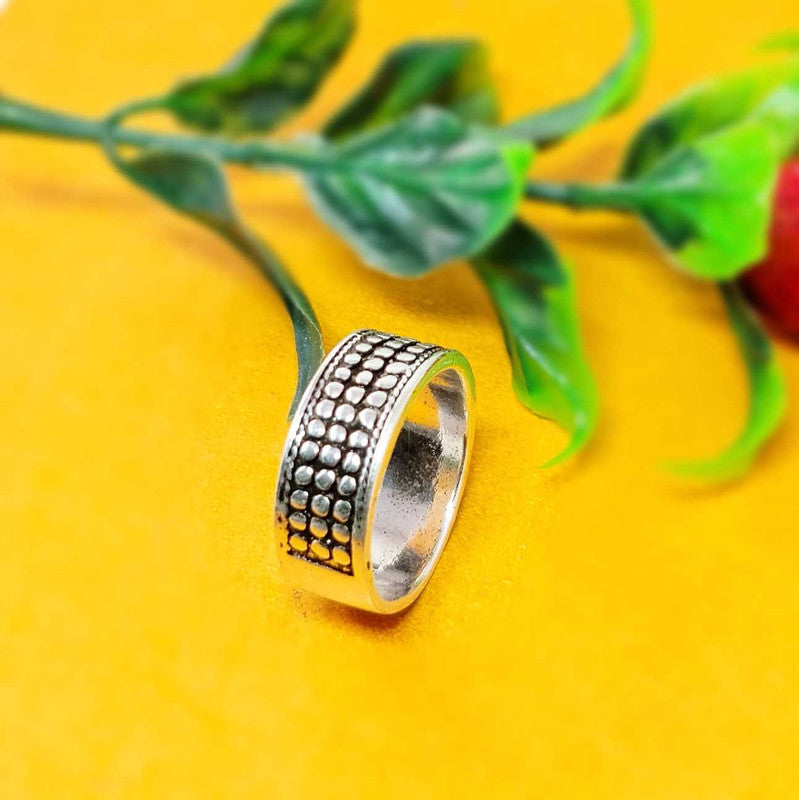 JSAJ 3 LINE BAND RING WITH BALLS IN 925 STERLING SILVER