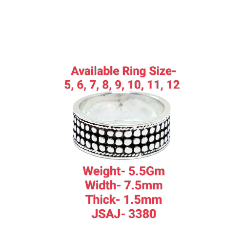 JSAJ 3 LINE BAND RING WITH BALLS IN 925 STERLING SILVER