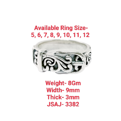 JSAJ BELT RINGS WITH DESIGN IN 925 STERLING SILVER