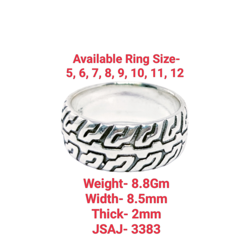 JSAJ THICK DESIGN BAND RING IN 925 STERLING SILVER