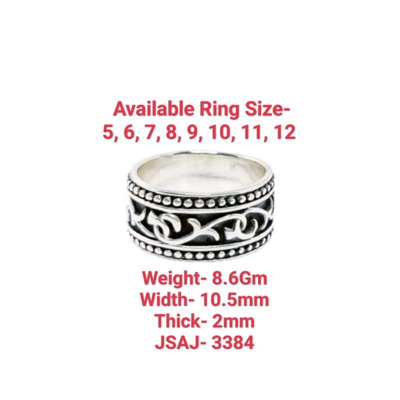 JSAJ THICK DESIGN BAND RING IN 925 STERLING SILVER