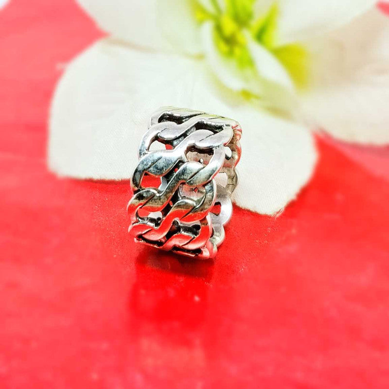 JSAJ THICK DOUBLE LINE CURB DESIGN RING IN 925 STERLING SILVER