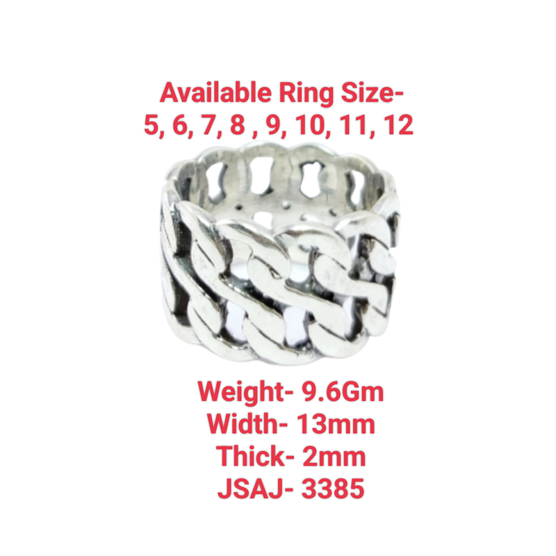 JSAJ THICK DOUBLE LINE CURB DESIGN RING IN 925 STERLING SILVER