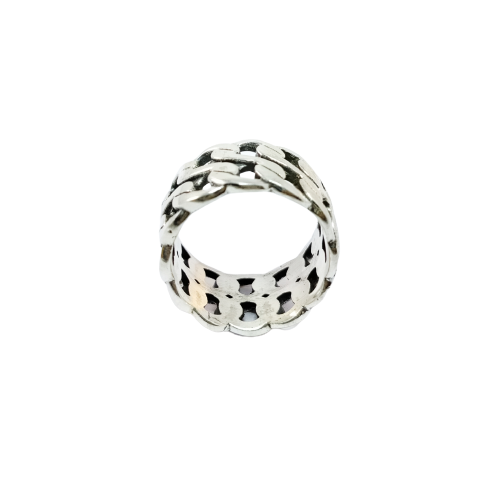 JSAJ THICK DOUBLE LINE CURB DESIGN RING IN 925 STERLING SILVER