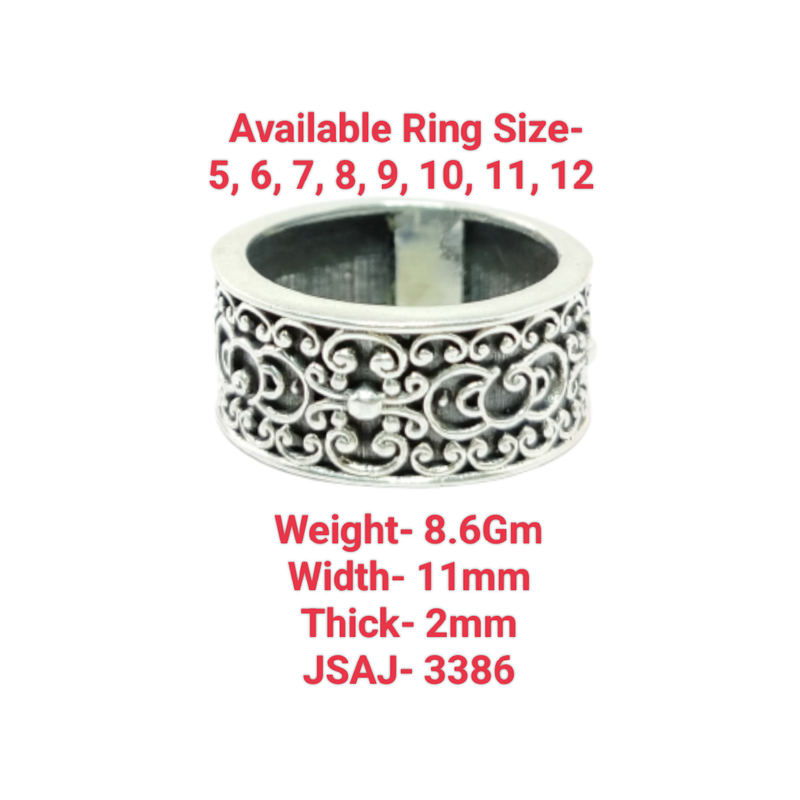 JSAJ THICK DESIGN BAND RING IN 925 STERLING SILVER