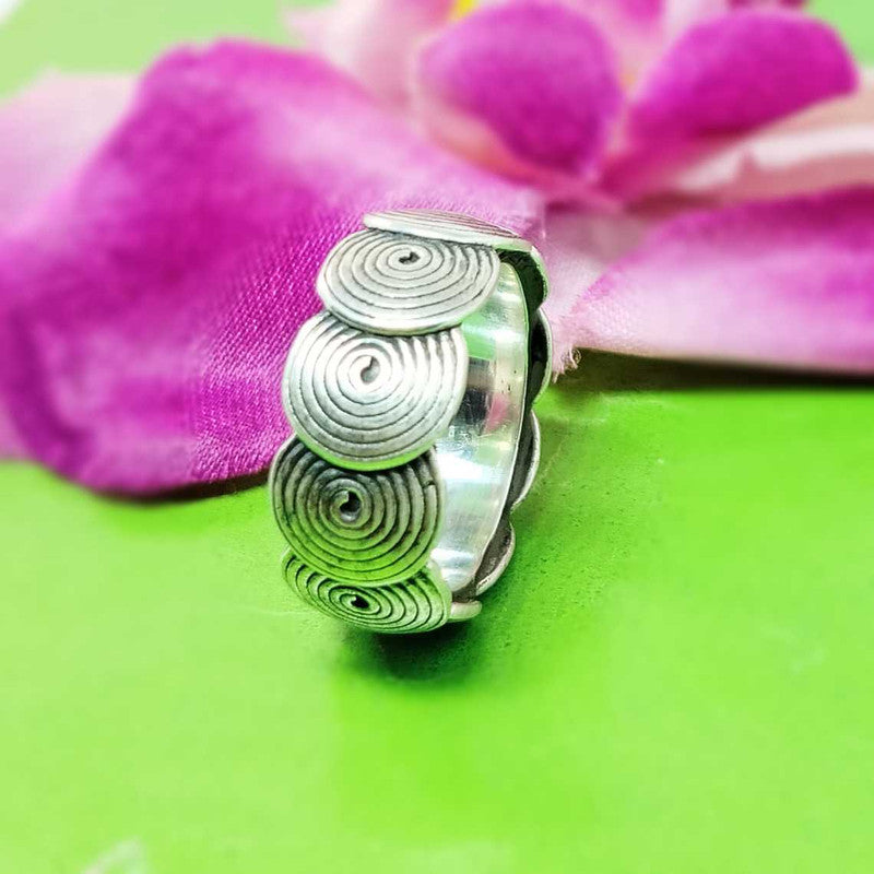 JSAJ THICK SPIRAL DESIGN BAND RING IN 925 STERLING SILVER