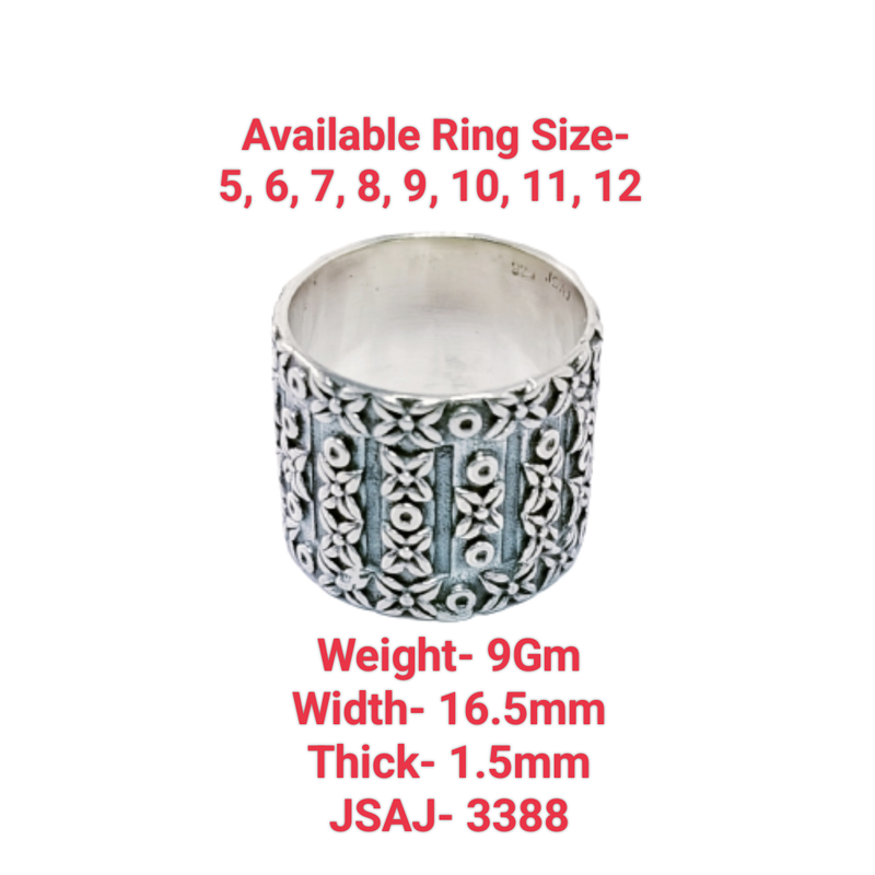 JSAJ THICK DESIGN BAND RING IN 925 STERLING SILVER