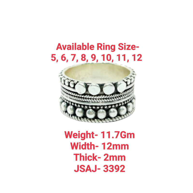 JSAJ THICK DESIGN BAND RING IN 925 STERLING SILVER