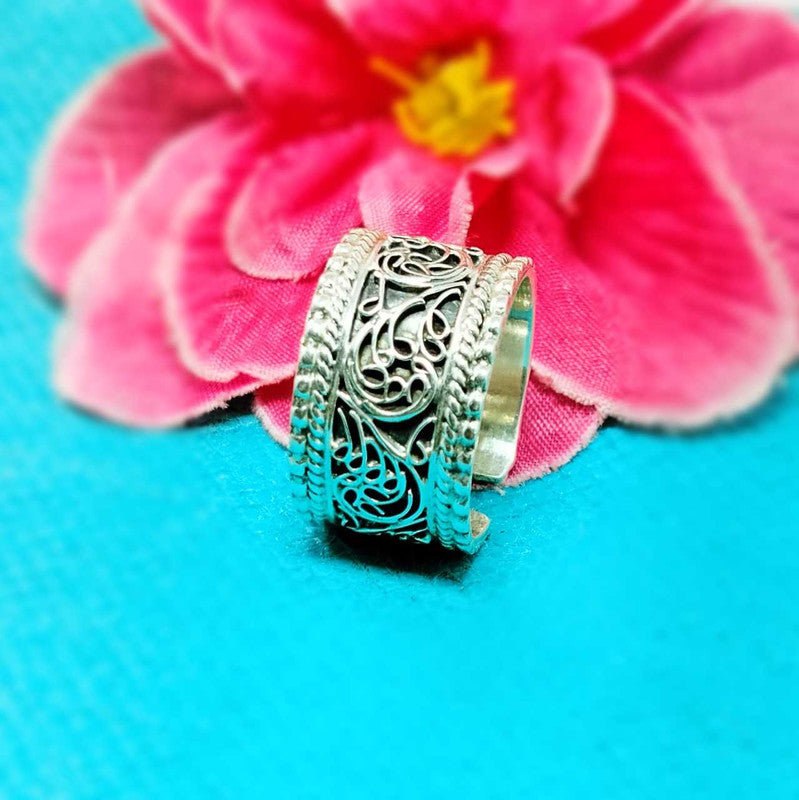 JSAJ THICK NEPALI WORK BAND RING IN 925 STERLING SILVER