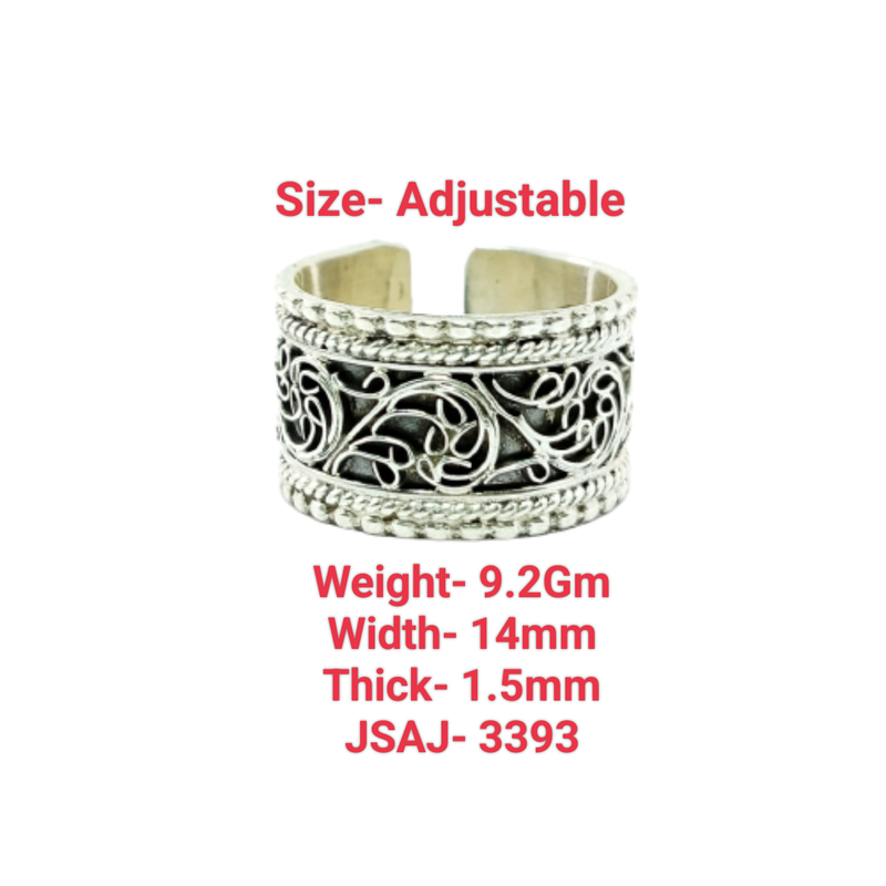 JSAJ THICK NEPALI WORK BAND RING IN 925 STERLING SILVER