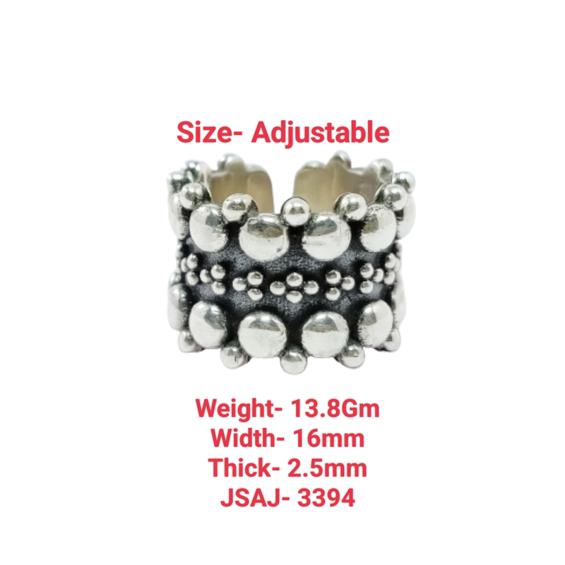 JSAJ THICK BAND RING WITH BALLS ALL AROUND IN 925 STERLING SILVER