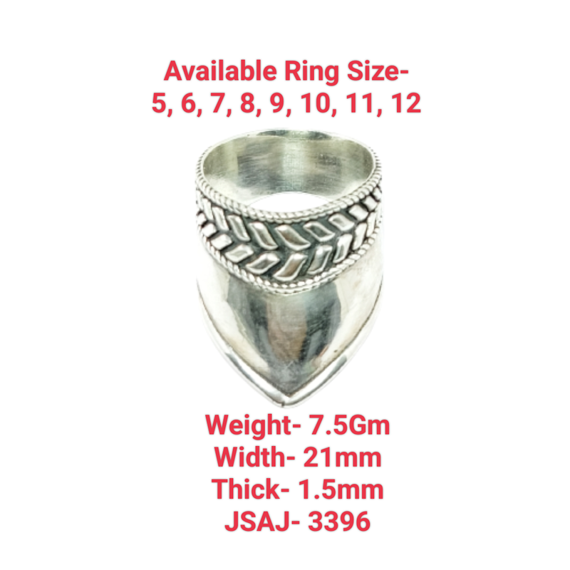 JSAJ THICK V SHAPE BAND RING IN 925 STERLING SILVER