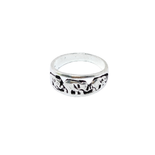 JSAJ THIN ELEPHANT BAND RING IN 925 STERLING SILVER