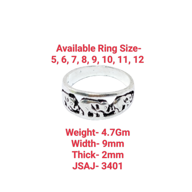 JSAJ THIN ELEPHANT BAND RING IN 925 STERLING SILVER