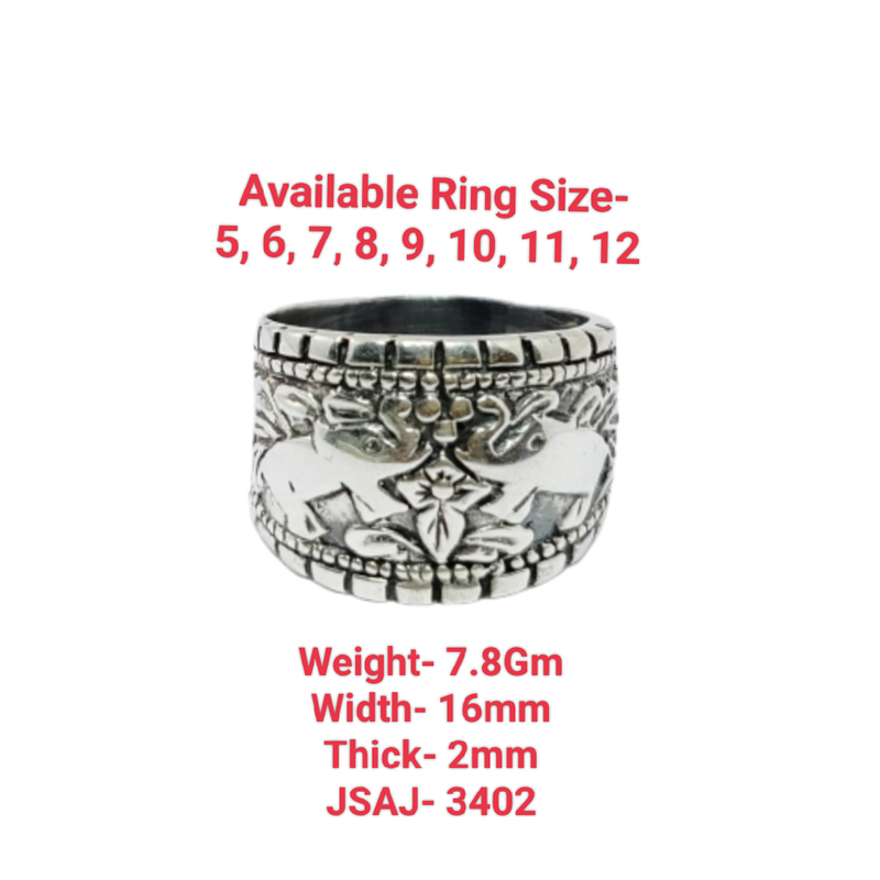 JSAJ THICK ELEPHANT CARVING BAND RING IN 925 STERLING SILVER