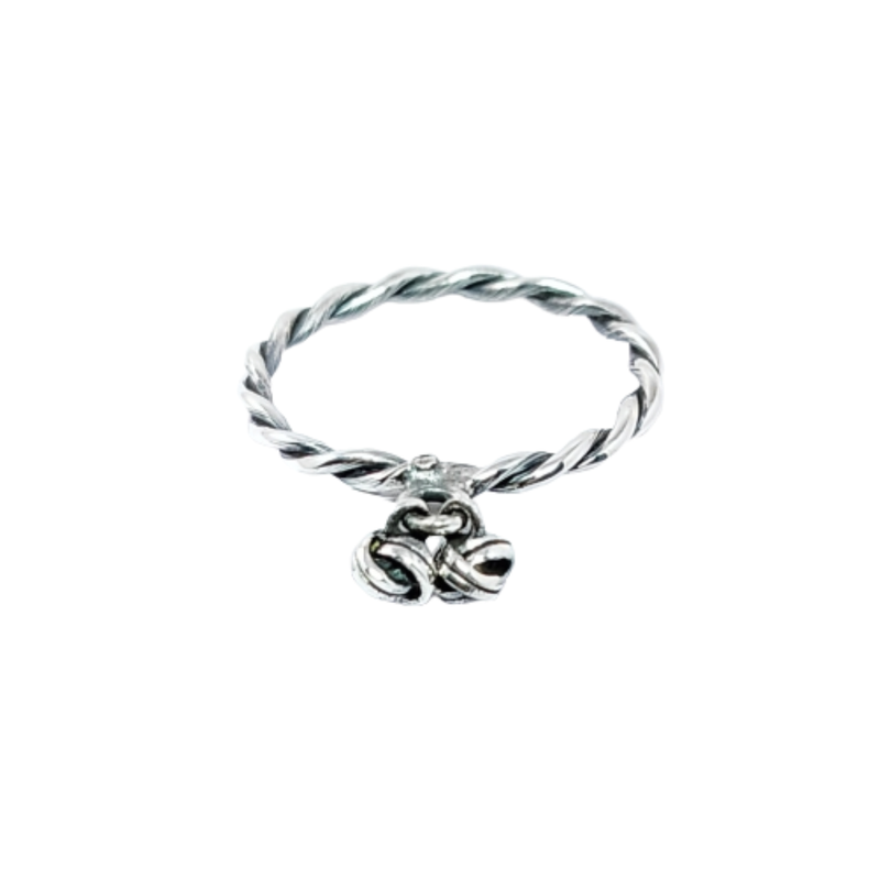 JSAJ BAND RING WITH 2 KNOTS HANGING IN 925 STERLING SILVER
