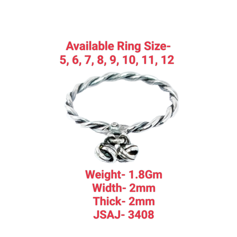JSAJ BAND RING WITH 2 KNOTS HANGING IN 925 STERLING SILVER