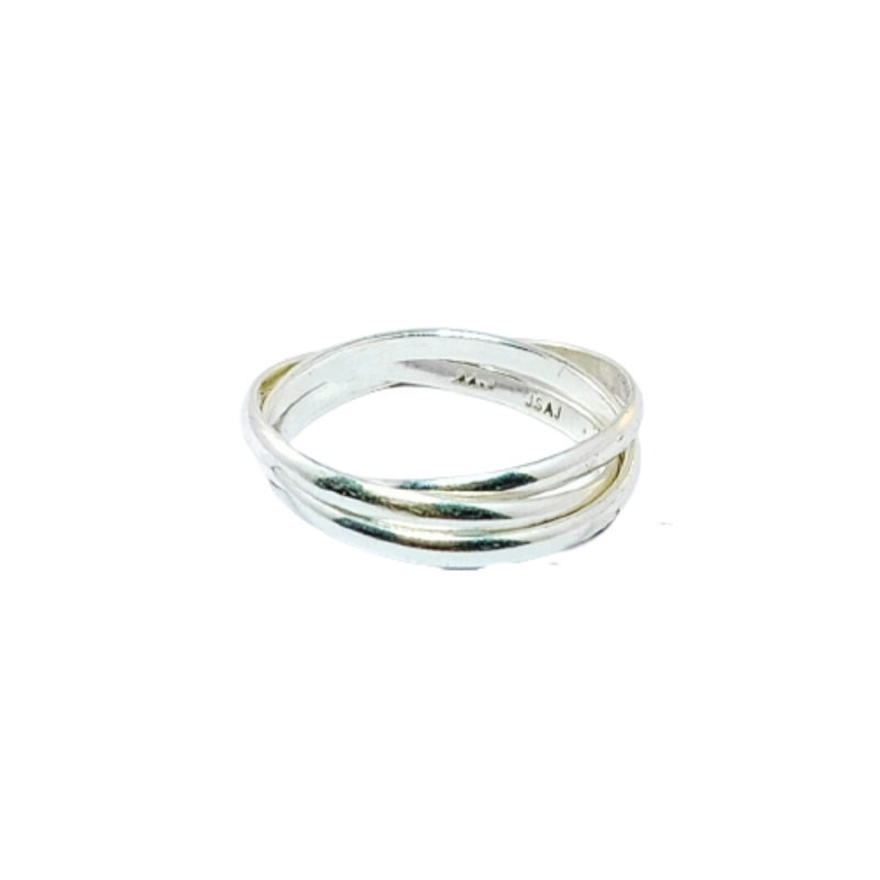 JSAJ INTERLOCKED TRIPPLE ROLLING RING IN 925 STERLING SILVER
