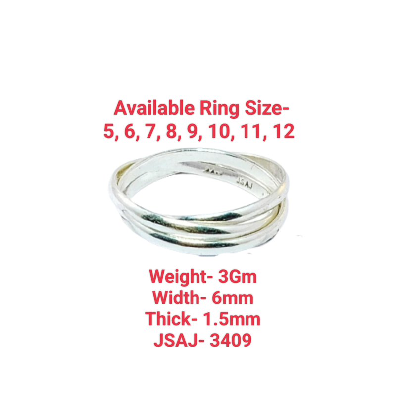 JSAJ INTERLOCKED TRIPPLE ROLLING RING IN 925 STERLING SILVER