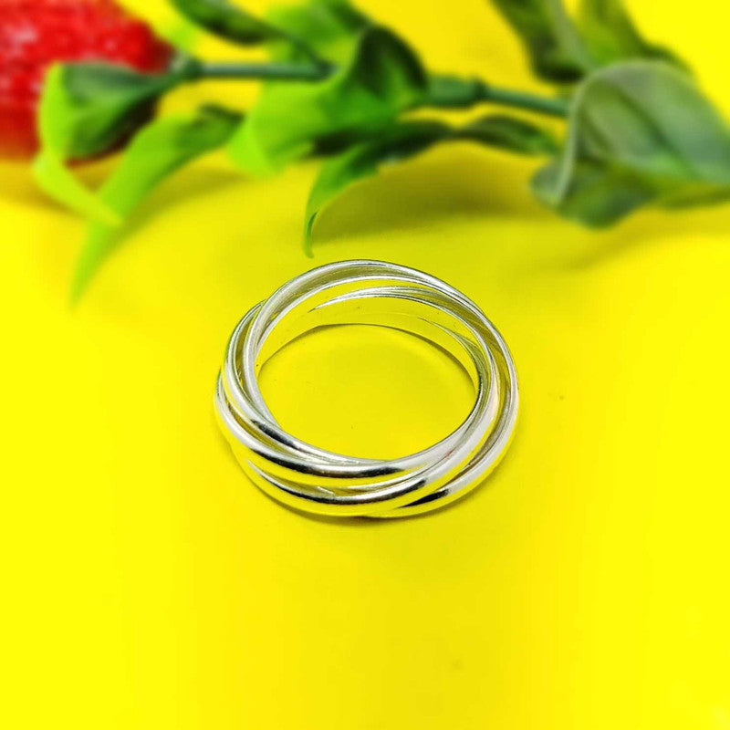 JSAJ INTERLOCKED 5 ROLLING RING IN 925 STERLING SILVER