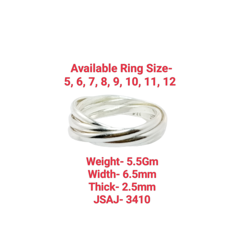 JSAJ INTERLOCKED 5 ROLLING RING IN 925 STERLING SILVER