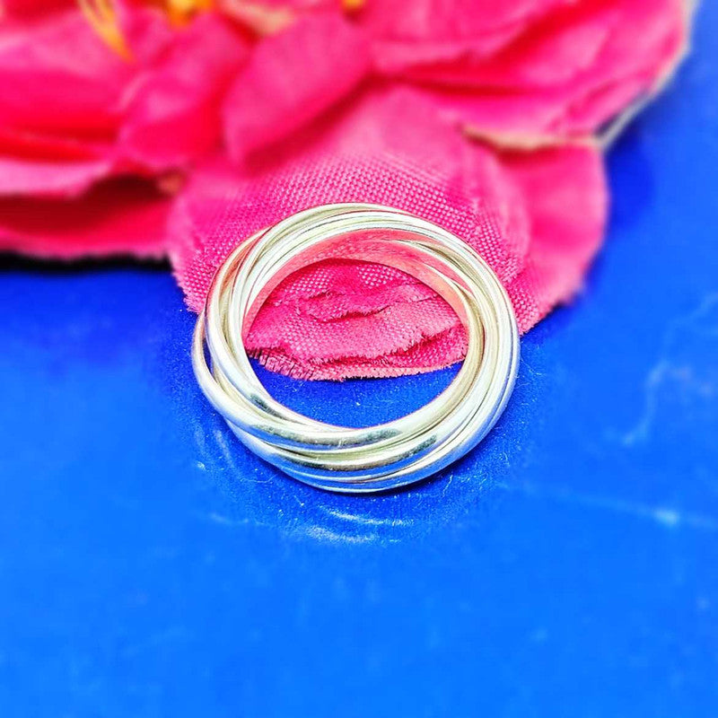 JSAJ INTERLOCKED 7 ROLLING RING IN 925 STERLING SILVER