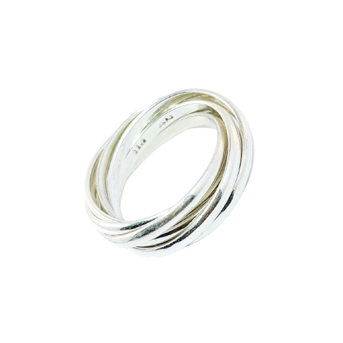 JSAJ INTERLOCKED 7 ROLLING RING IN 925 STERLING SILVER