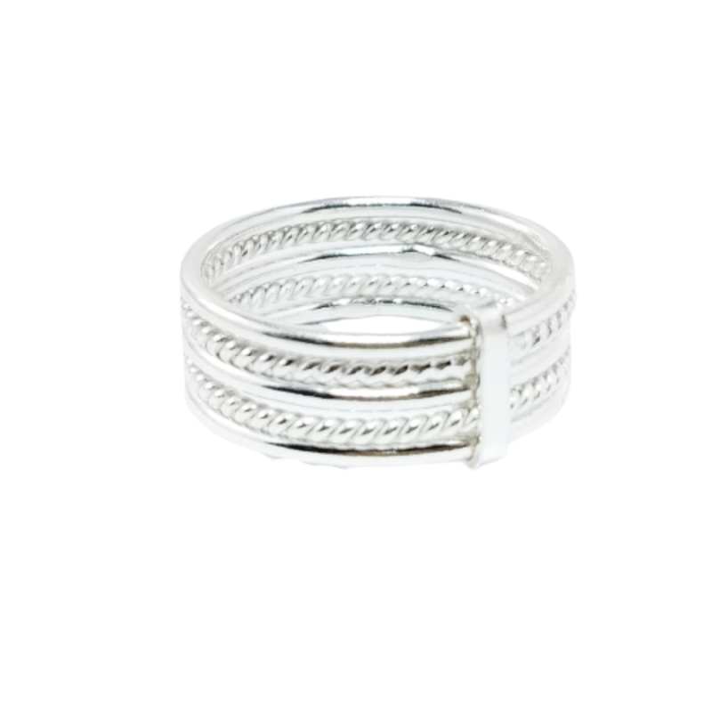 JSAJ MULTIPLE 5 LINE BAND RING IN 925 STERLING SILVER