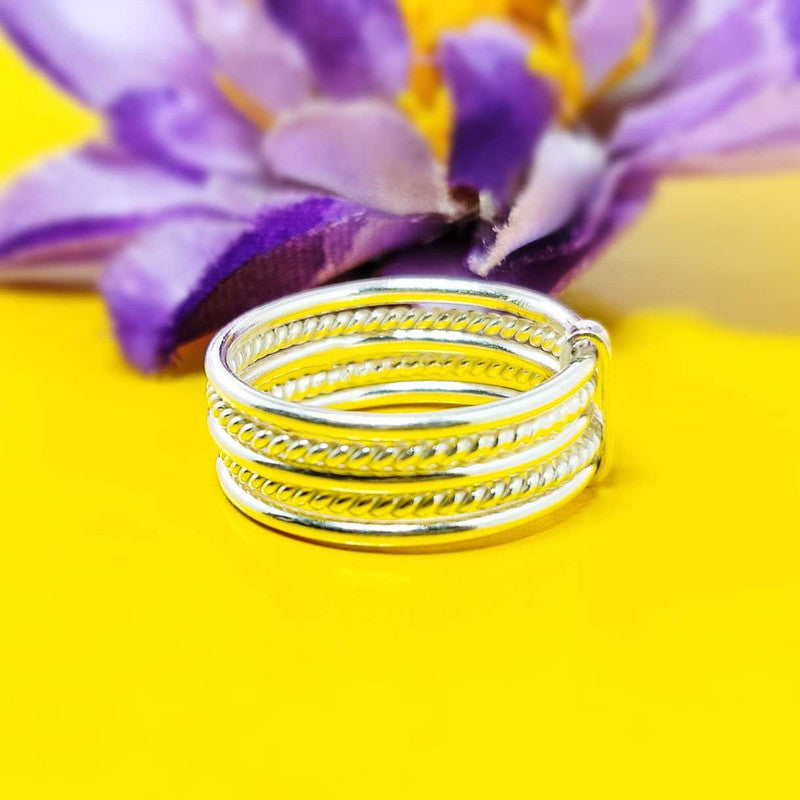 JSAJ MULTIPLE 5 LINE BAND RING IN 925 STERLING SILVER