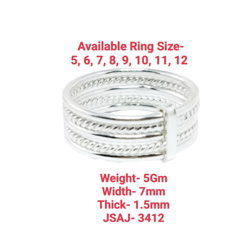 JSAJ MULTIPLE 5 LINE BAND RING IN 925 STERLING SILVER