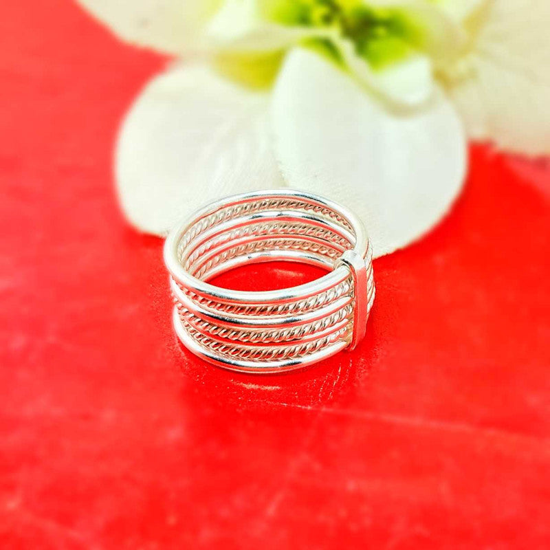 JSAJ MULTIPLE 7 LINE BAND RING IN 925 STERLING SILVER