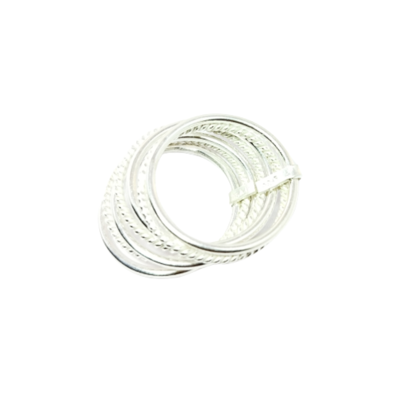 JSAJ MULTIPLE 7 LINE BAND RING IN 925 STERLING SILVER