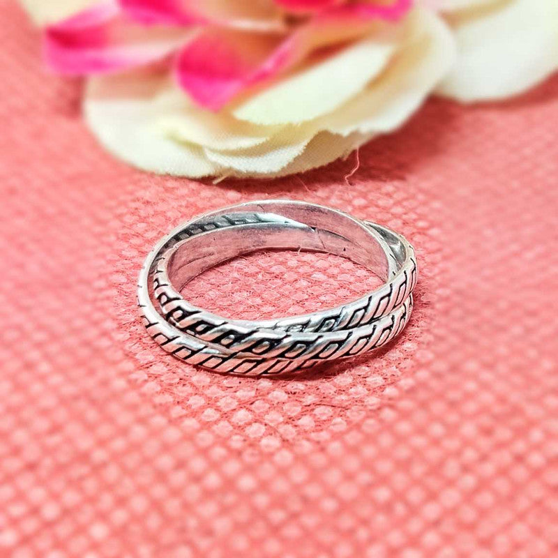 JSAJ INTERLOCKED TRIPPLE DESIGN ROLLING RING IN 925 STERLING SILVER